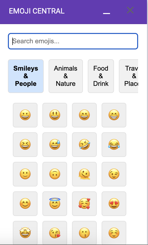 Emoji Central main interface