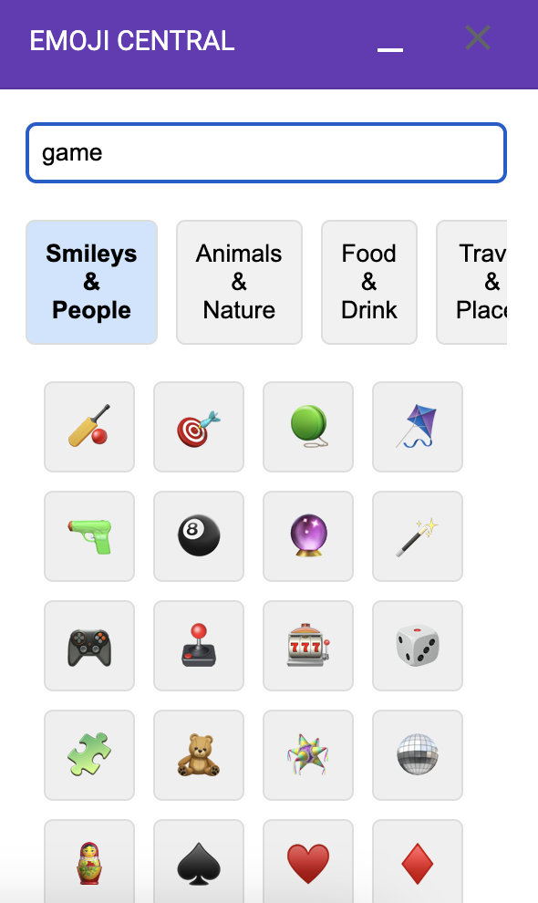 Emoji Central search