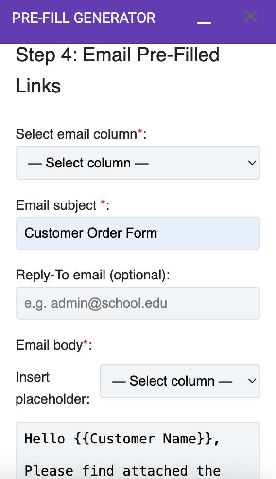 Form Prefiller send emails
