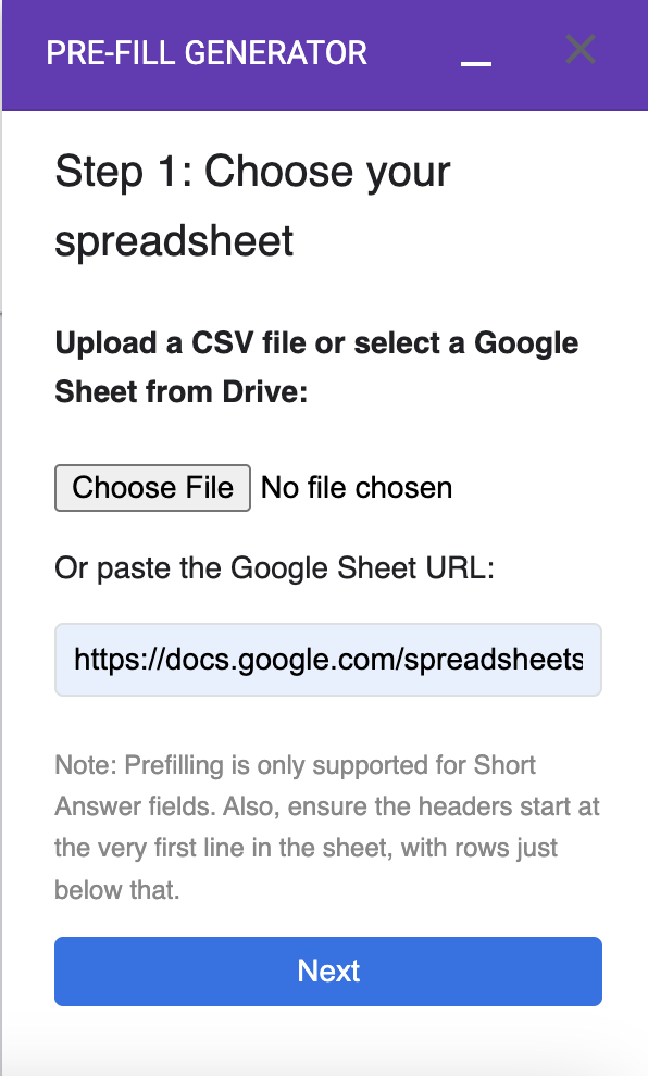 Form Prefiller main interface