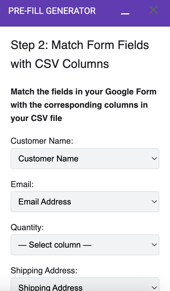 Form Prefiller field mapping